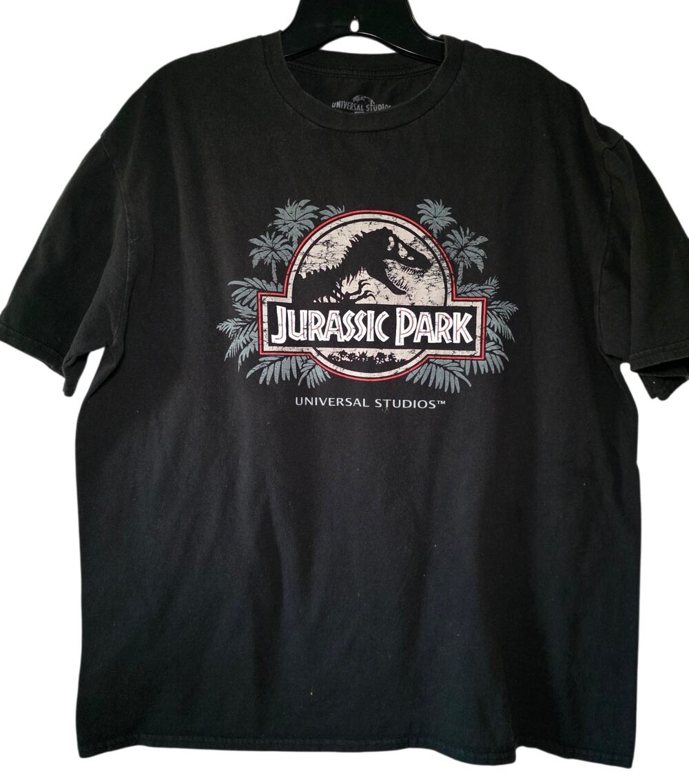 Universal Studios Jurassic Park Black T-Shirt Size XL – T-Rex Logo Graphic Tee